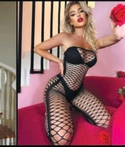 Red Fishnet Strapless body suit